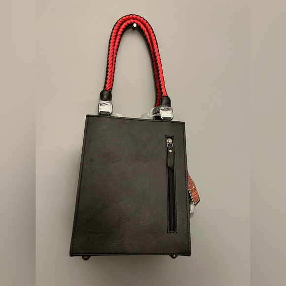 NWT Western Linen Red & Black Woven Checkered Leather Crossbody/Shoulder/Handbag - Picture 2 of 9